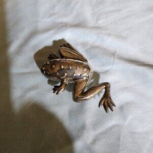 VINTAGE UNUSED SILVER FROG PENDANT/PIN COMBO
